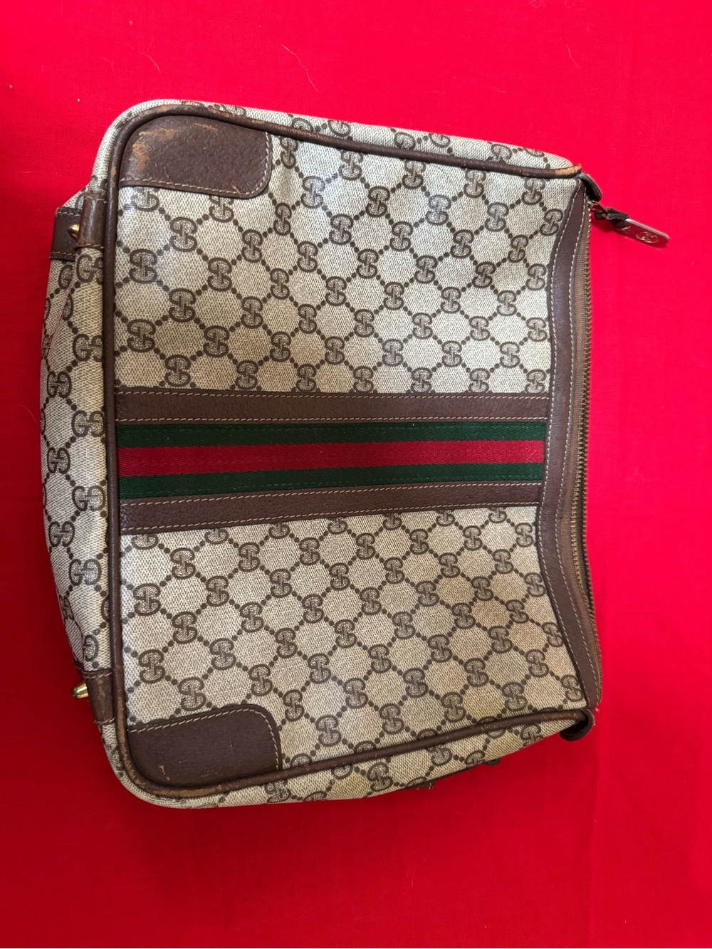 Authentic Vintage Gucci GG Monogram Supreme Sherry Web Ophidia Shoulder Bag